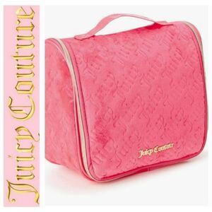 Juicy Couture Velour Logo Hanging Cosmetic Bag- Peach